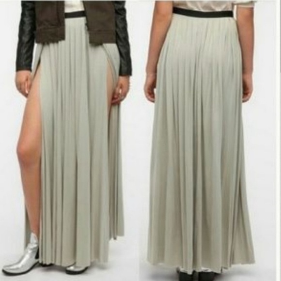 Ecote Seafoam Green Double High Slit Maxi Skirt Sz 4 - Picture 8 of 8